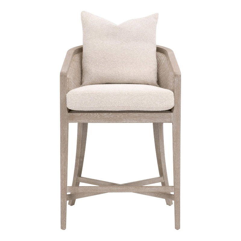 Pemberly Row Rattan and Oak Counter Stool 22.5