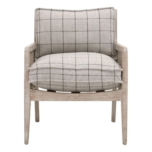 Pemberly Row Cane and Oak Club Chair 26.5&quot x 33&quot in Windowpane Gray