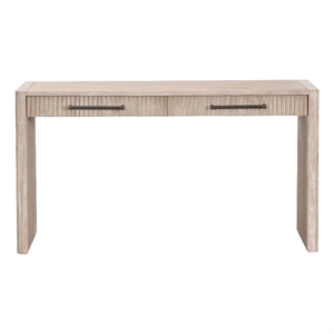 Pemberly Row Reeded 2-Drawer Console Table 55&quot x 30.25&quot in Natural Gray