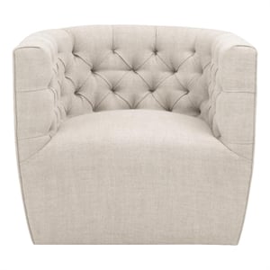 Pemberly Row Tufted 360-Degree Swivel Club Chair 33&quotW in Bisque