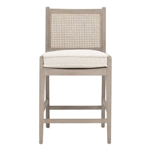 Pemberly Row Oak and Cane Counter Stool 20.75&quot x 38.5&quot in Natural Gray