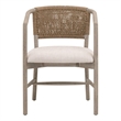 Pemberly Row Oak and Jute Twine Accent Chair in Bisque