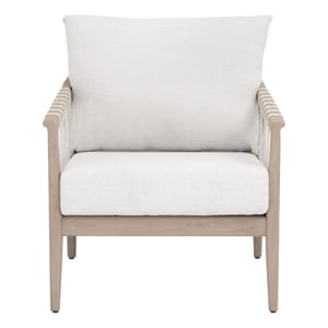 Pemberly Row Outdoor Woven Teak Club Chair 29.75&quot x 34.25&quot in White