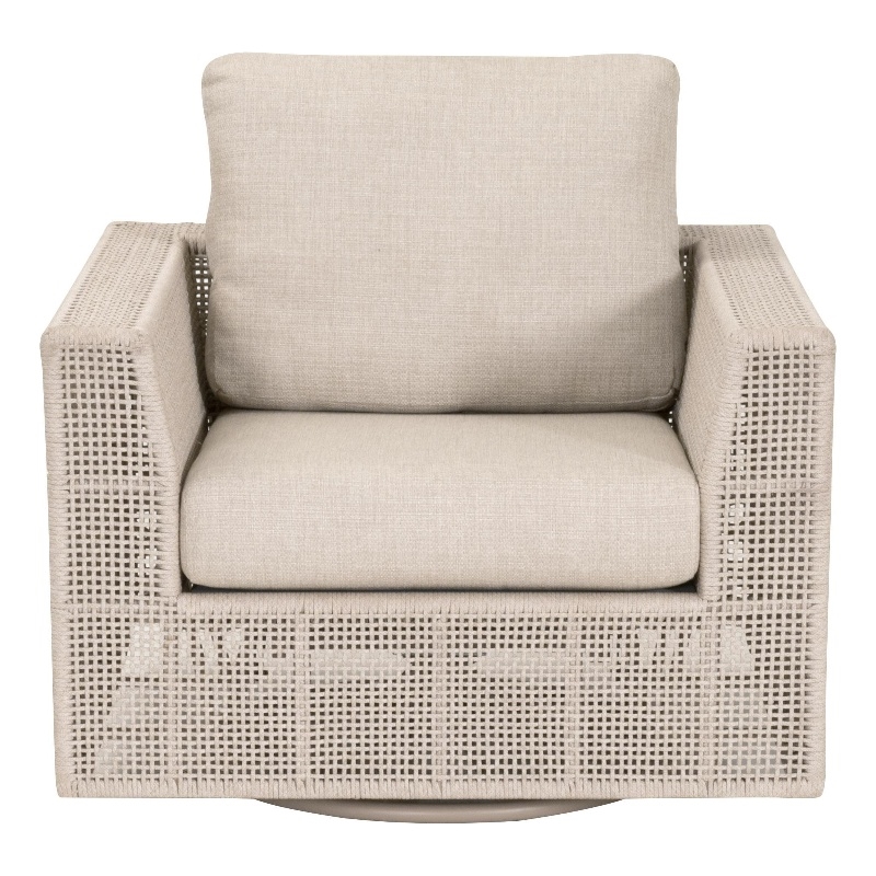 Pemberly Row Outdoor Swivel Rocker Rope Sofa Chair 36.5