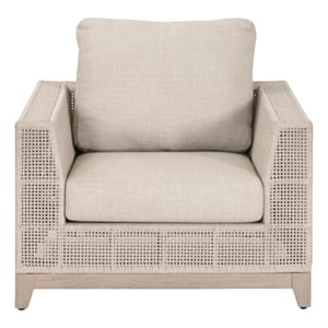 Pemberly Row Outdoor Rope and Teak Sofa Chair 36.5&quot x 34&quot in Oat