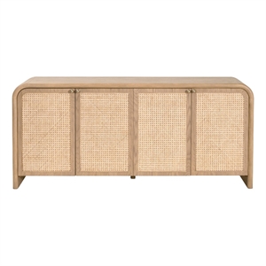 Pemberly Row Cane Inlay 4-Door Media Sideboard 71.5&quot x 32.5&quot in Oak