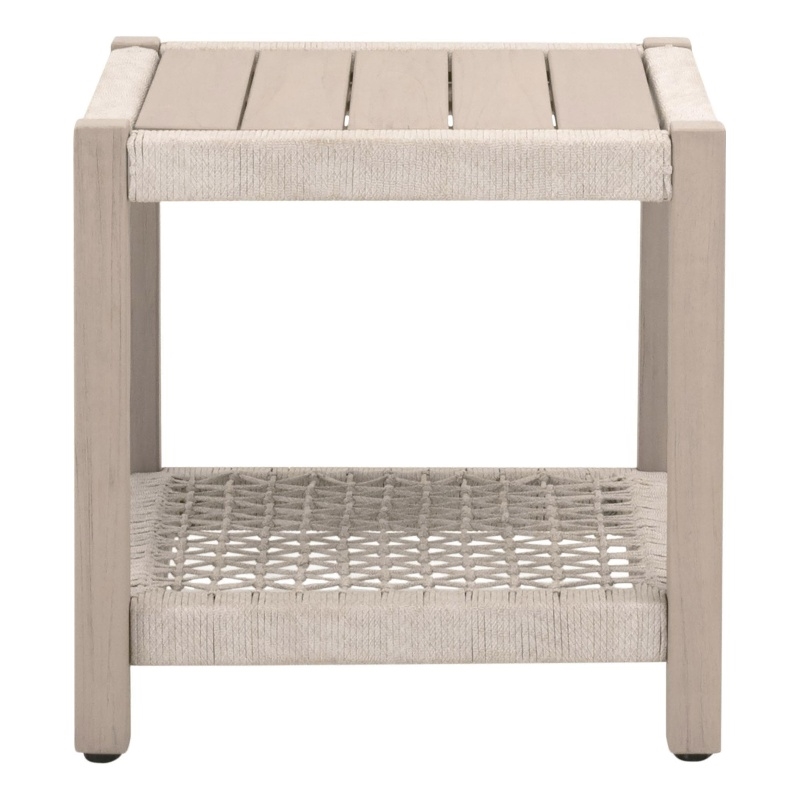 Pemberly Row Outdoor Rope and Teak End Table 21.25