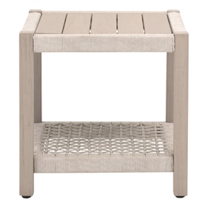 Pemberly Row Outdoor Rope and Teak End Table 21.25&quot x 21&quot in Oat