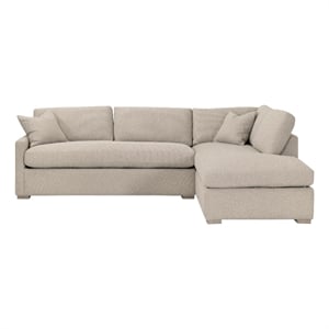 Pemberly Row 112&quot Queen Right-Facing Sectional Sleeper in Jute Boucle