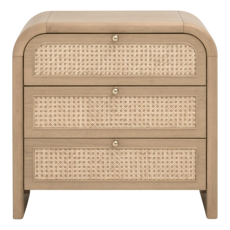 Pemberly Row Cane Inlay 3-Drawer Nightstand 28