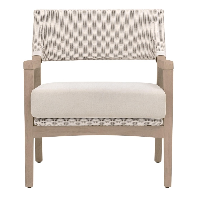 Pemberly Row Outdoor Wicker and Teak Club Chair 28