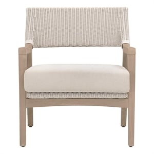 Pemberly Row Outdoor Wicker and Teak Club Chair 28&quot x 32.5&quot in White