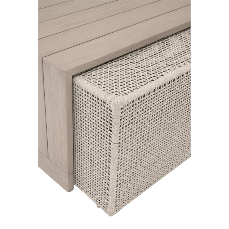Pemberly Row Outdoor 2-Piece Teak and Rope Coffee Table 50