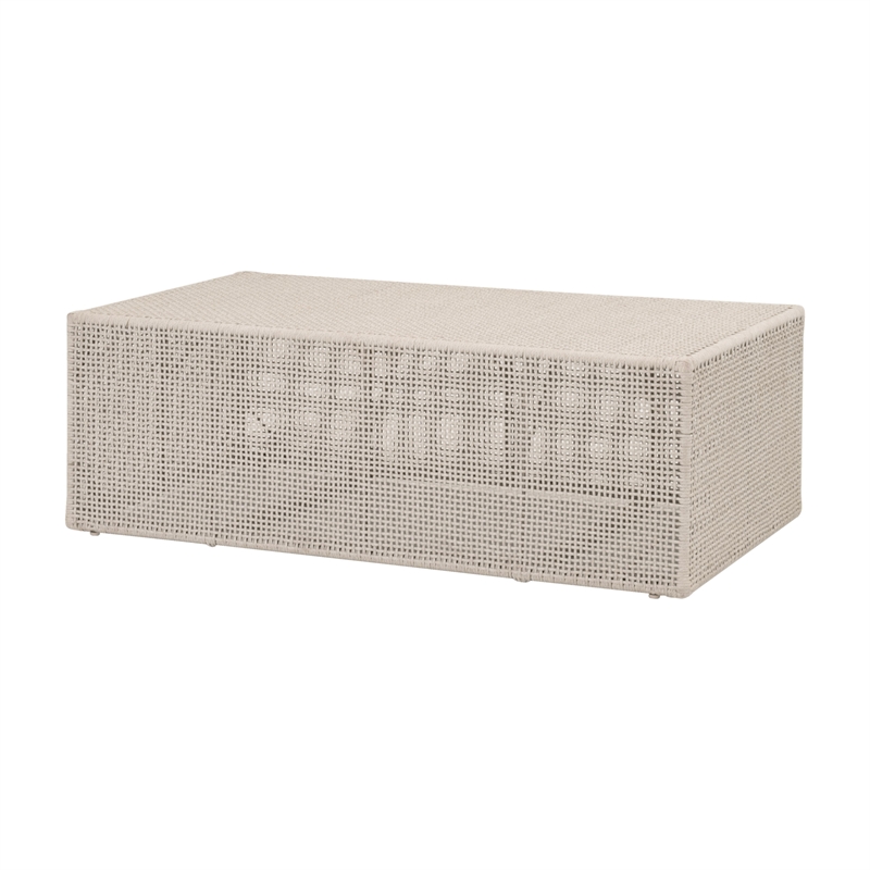 Pemberly Row Outdoor 2-Piece Teak and Rope Coffee Table 50