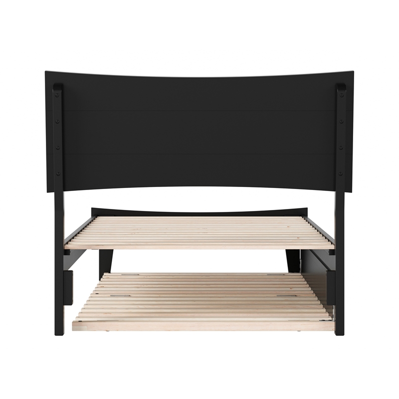 Pemberly Row Twin XL Solid Wood Platform Bed with Trundle in Black