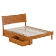 Pemberly Row Full Solid Wood Platform Bed with Storage Drawers in Light Toffee