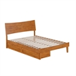Pemberly Row Full Solid Wood Platform Bed with Storage Drawers in Light Toffee