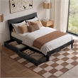 Pemberly Row Full Solid Wood Platform Bed with Storage Drawers in Black