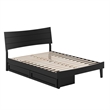 Pemberly Row Full Solid Wood Platform Bed with Storage Drawers in Black