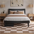 Pemberly Row Full Solid Wood Platform Bed with Storage Drawers in Black