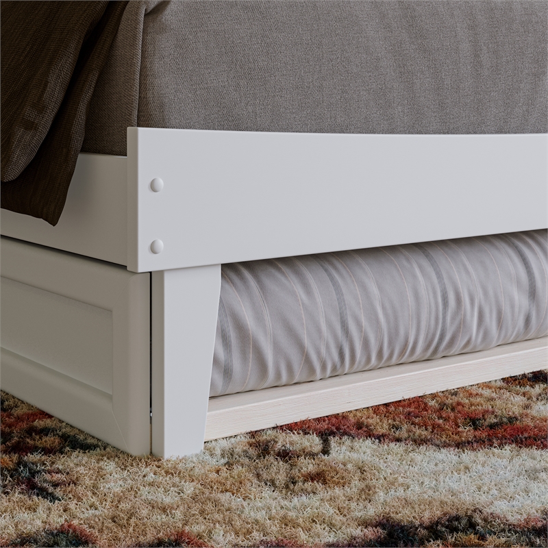 Pemberly Row Queen Solid Wood Platform Bed with Trundle in White