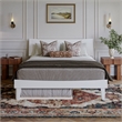 Pemberly Row Queen Solid Wood Platform Bed with Trundle in White