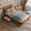 Pemberly Row Twin Solid Wood Platform Bed with Storage Drawers in Light Toffee