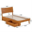 Pemberly Row Twin Solid Wood Platform Bed with Storage Drawers in Light Toffee