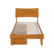 Pemberly Row Twin Solid Wood Platform Bed with Storage Drawers in Light Toffee