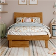 Pemberly Row Twin Solid Wood Platform Bed with Storage Drawers in Light Toffee