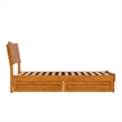 Pemberly Row Twin Solid Wood Platform Bed with Storage Drawers in Light Toffee