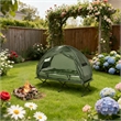 Pemberly Row Portable Folding Camping Cot with Steel Frame in Green