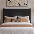Pemberly Row Full Mid-Century Panel Solid Wood Headboard in Black