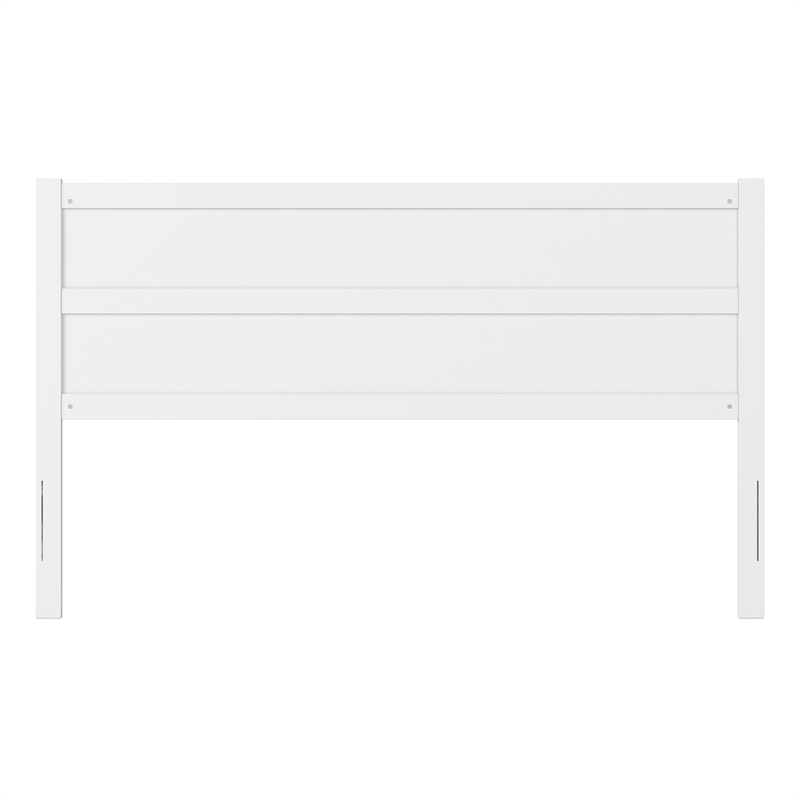 Pemberly Row King Mid-Century Panel Solid Wood Headboard in White
