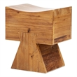 Pemberly Row Sculptural Stool Ottoman in Honey Aged Brown Reclaimed Pine