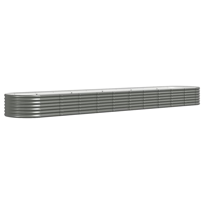 Pemberly Row Contemporary Powder-Coated Steel Raised Garden Bed in Grey