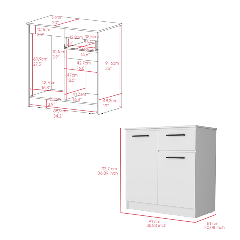 Pemberly Row Contemporary Bedroom Dresser in White Engineered Wood