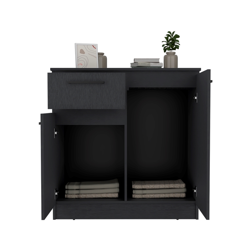 Pemberly Row Contemporary Bedroom Dresser in Black Manufactured Wood