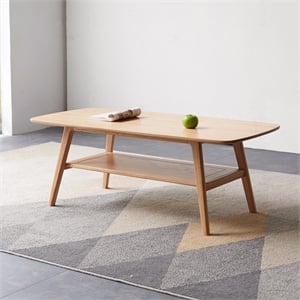 Pemberly Row 31.5&quot Solid Oak Low Coffee Table and Study Desk