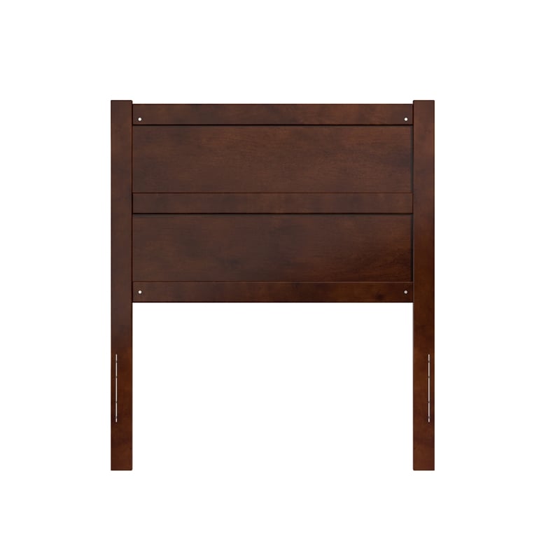 Pemberly Row Twin Mid-Century Panel Solid Wood Headboard in Walnut