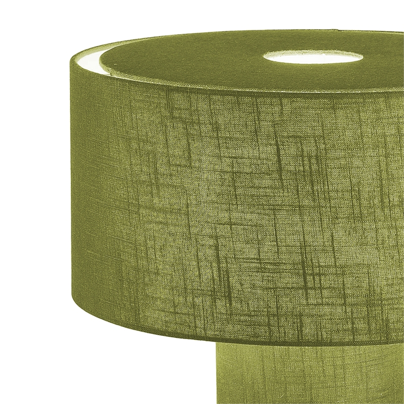 Pemberly Row Contemporary Moonlight Table Lamp with Avocado Fabric Shade