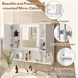 Pemberly Row Wall Mounted White Wood Mirror Medicine Cabinet with Open Shelves
