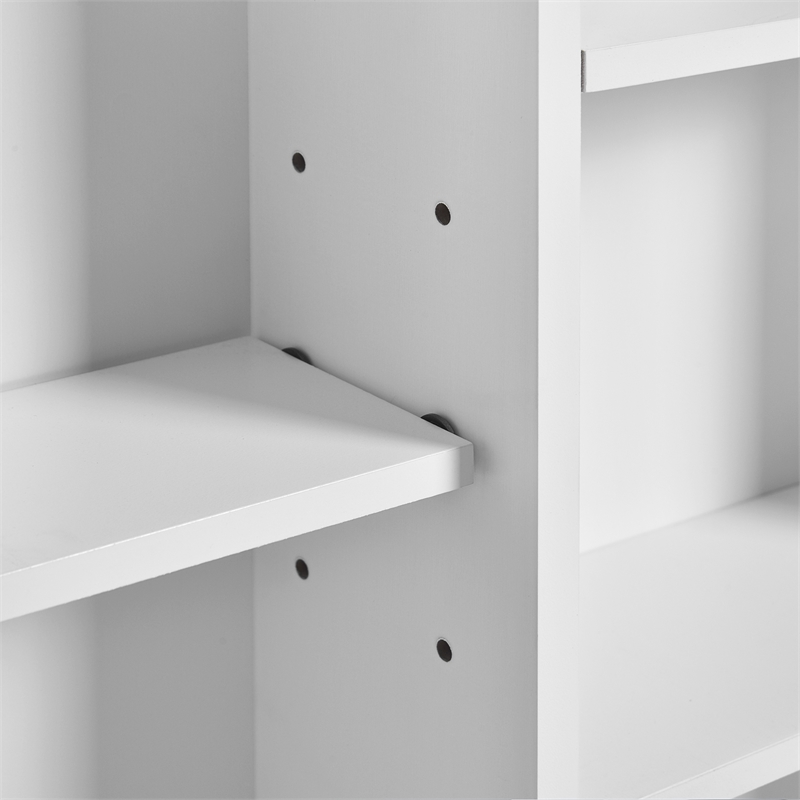 Pemberly Row White Wall Mounted Bathroom Medicine Cabinet with Mirror Storage