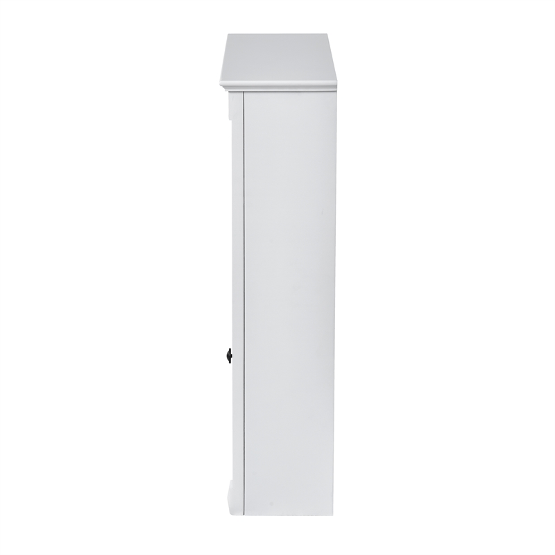 Pemberly Row White Wood Wall Mounted Mirror Medicine Cabinet Bathroom Organizer