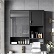 Pemberly Row Wall Mounted Bathroom Medicine Cabinet with Mirror & Towel Bar