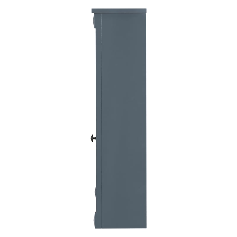 Pemberly Row Blue Wall Mounted Bathroom Medicine Cabinet with Mirror & Shelves