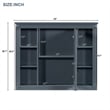 Pemberly Row Blue Wall Mounted Bathroom Medicine Cabinet with Mirror & Shelves