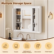 Pemberly Row White Wood Wall Mounted Mirror Medicine Cabinet with 4 Shelves