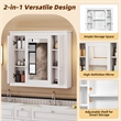 Pemberly Row White Wood Wall Mounted Mirror Medicine Cabinet with 4 Shelves