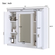 Pemberly Row White Wood Wall Mounted Mirror Medicine Cabinet with 4 Shelves